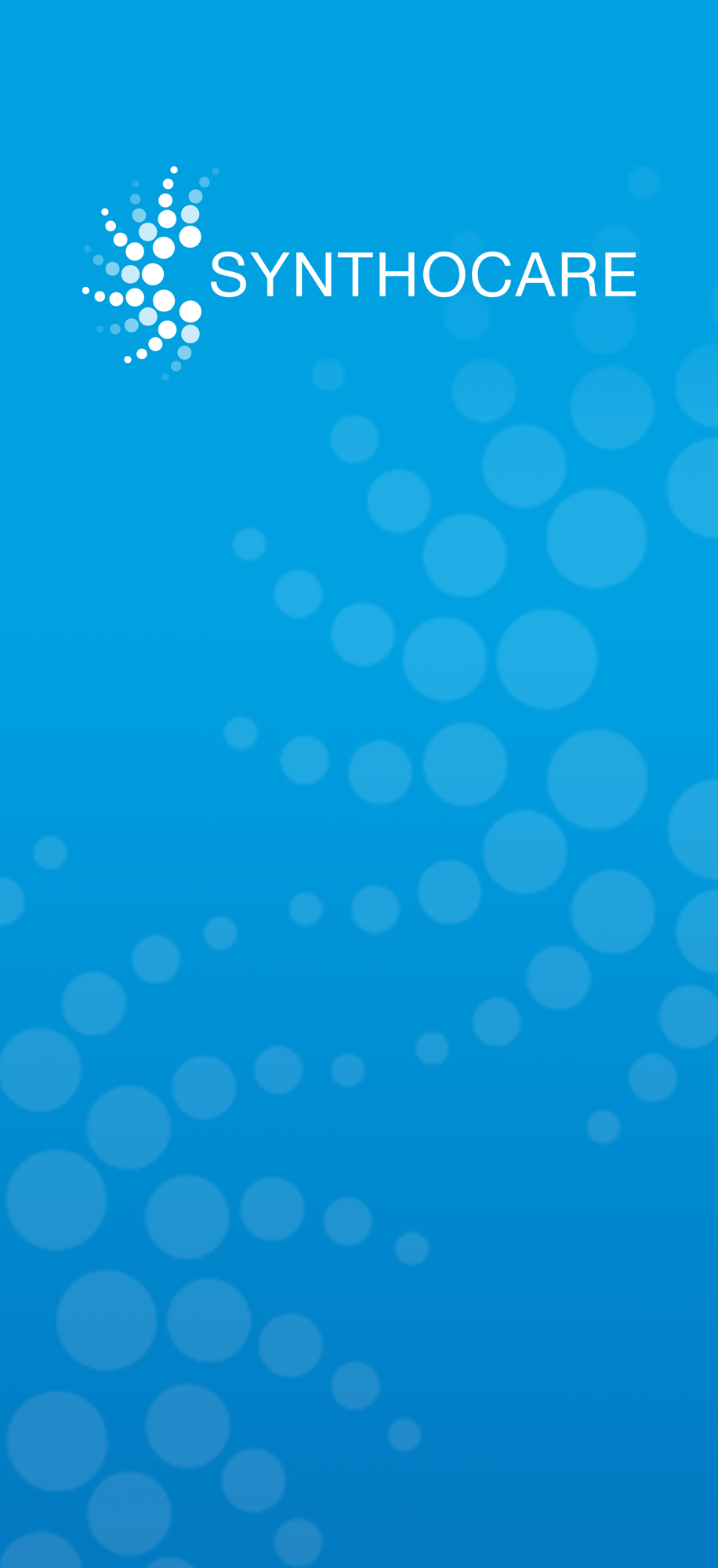 Synthocare logo on a blue background