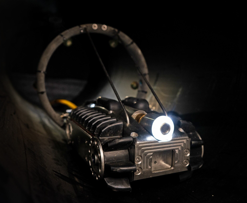 A pipebots for rising mains prototype in a pipe